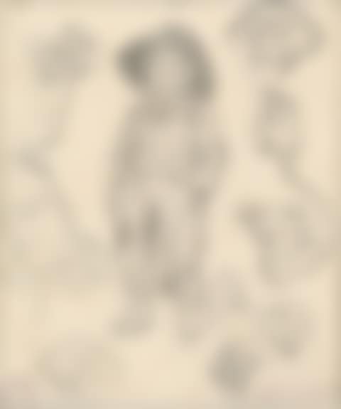 Little shepherd and sheep studies Graphite (small holes towards the top) (preview)
