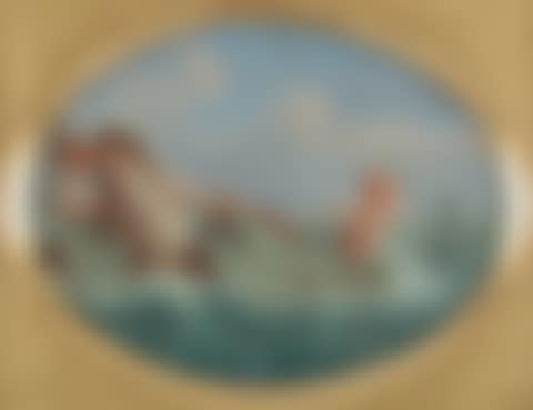 Triton blowing a conch with a love riding dolphins (preview)