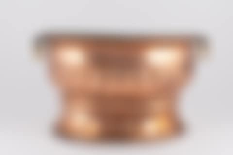A large turn handle copper planter on stand (preview)