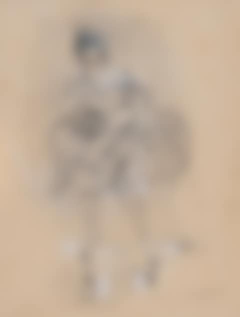 2 drawings: La patineuse; Jeune femme sous la pluie (preview)