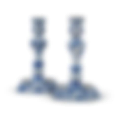 A Pair of Dutch Delft Blue and White Candlesticks (preview)