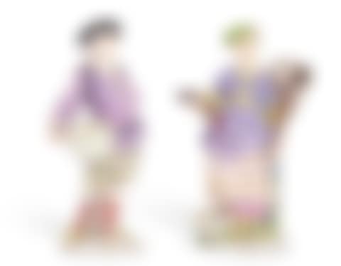 A PAIR OF MEISSEN PORCELAIN FIGURES OF A FISHERMAN AND FISHERWOMAN (preview)