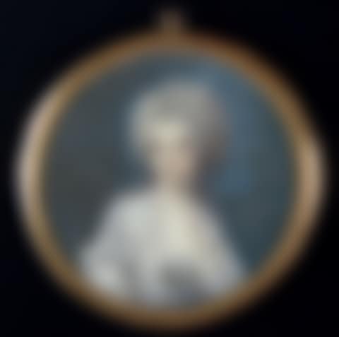 Miniature on ivory representing a portrait of a young woman on the front, two doves on the back (preview)