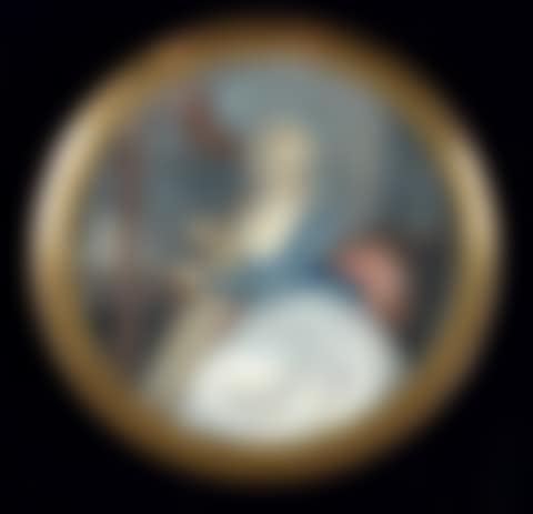 Oval miniature on ivory representing Madame Erard playing the harp (preview)