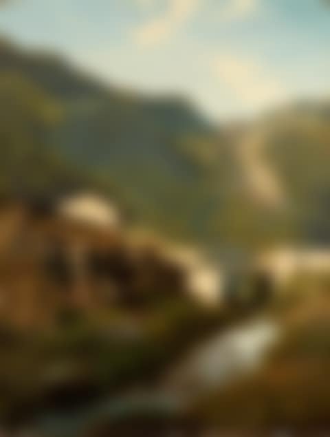 "Landscape with cabin and bridge in the background" (preview)