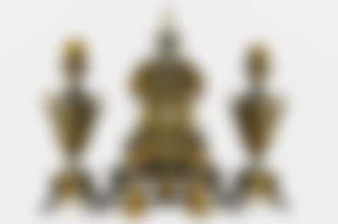FRENCH BRONZE & SILVERED BRONZE CLOCK GARNITURE (preview)