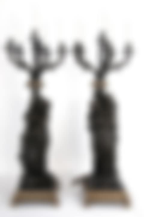 PAIR OF FRENCH BRONZE SEVEN- LIGHT FIGURAL CANDELABRA (preview)