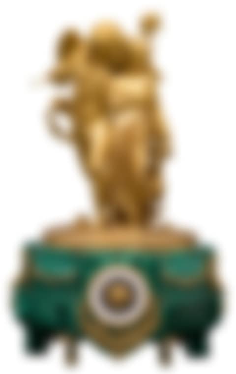 FRENCH GILT-BRONZE & MALACHITE FIGURAL MANTEL CLOCK (preview)