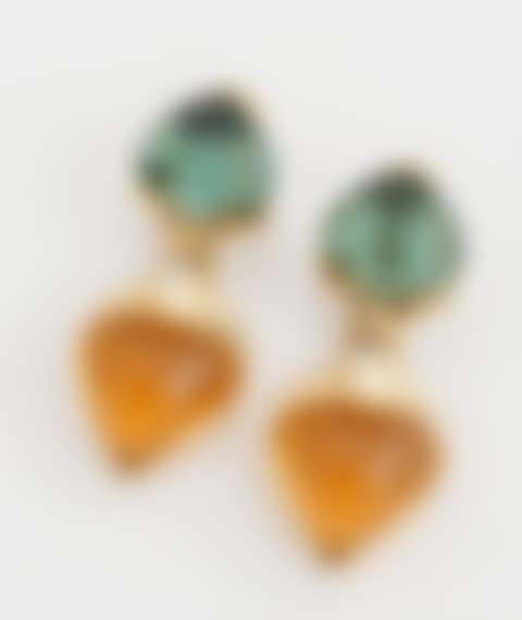 Pair of 18-Karat Yellow-Gold, Green Tourmaline, Citrine and Diamond French Clip-Back Earrings (preview)