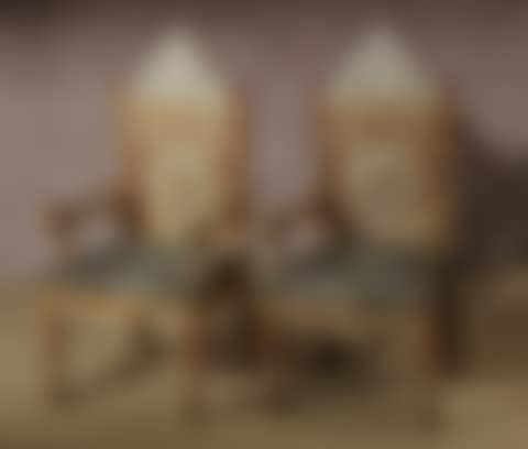 Pair of Moroccan Marquetry Mother-of-Pearl and Ebonized Bone Hardwood Armchairs (preview)