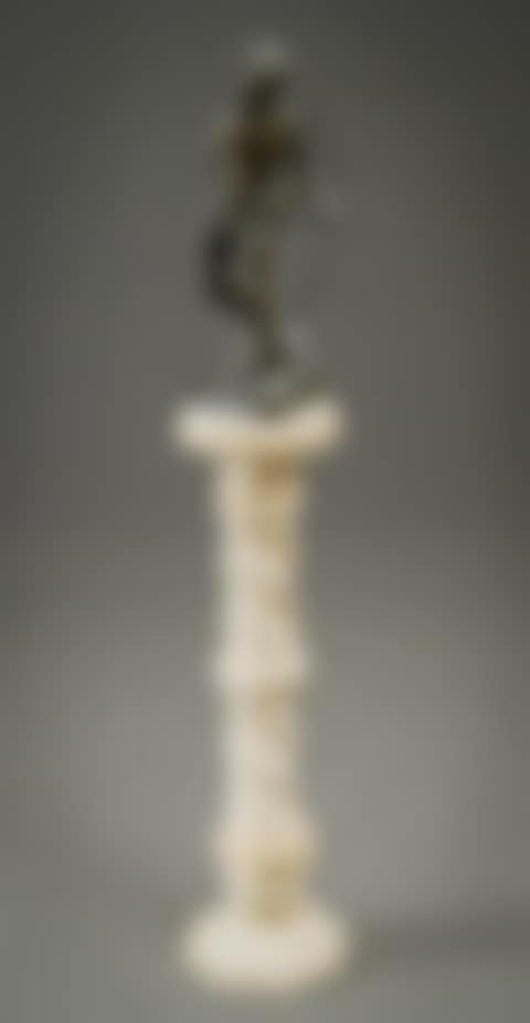 "Hunter with Bow" Figural Bronze with Alabaster Pedestal (preview)