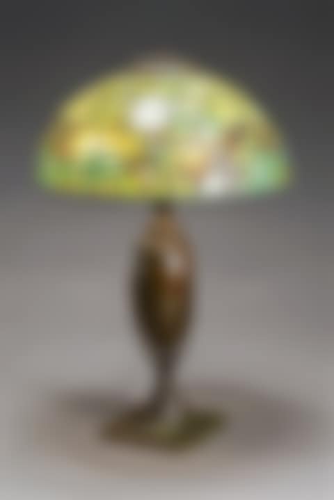 "Woodbine" Translucent Fractured Leaded Glass and Bronze Table Lamp (preview)