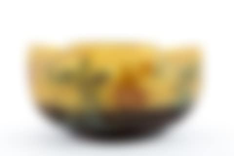 COLUMBINE DECORATED CAMEO GLASS LOBED RIM BOWL (preview)