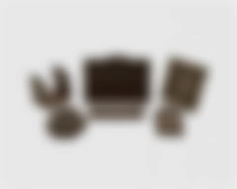 Seven Piece Patinated Bronze Desk Set, Zodiac Pattern (preview)