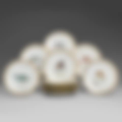 Fish plates, 12 pieces "Fauna Danica"; A set of 12 Danish "Fauna Danica" fish plates (preview)