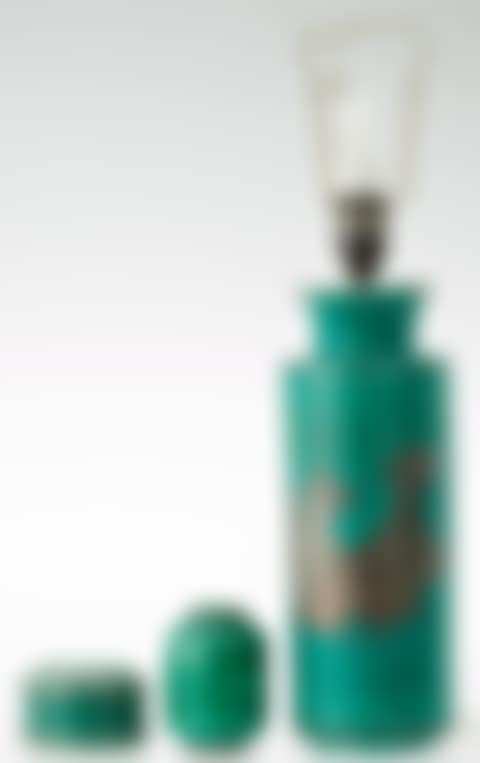 Lamp base, box and vase Stoneware with silver decoration; "Argenta" (preview)