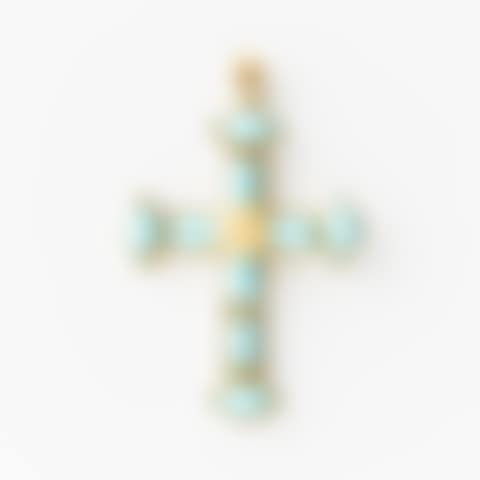Pendant 18K gold with synthetic turquoises (preview)