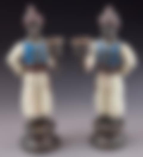 Cold painted bronze figural candlesticks (preview)