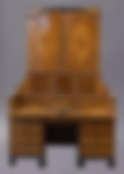 South German burr elm and walnut secretary (preview)