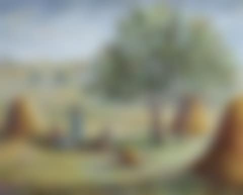 Mowers in the shade of apple trees (preview)