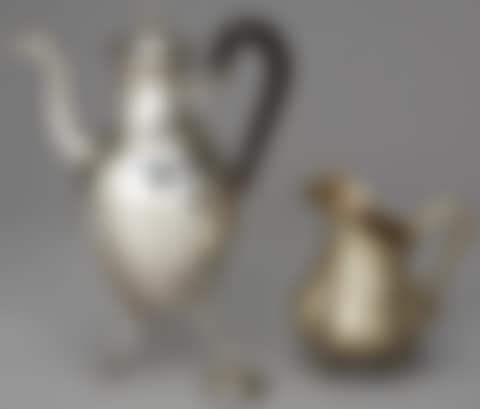 Coffee pot and brooch Silver (preview)