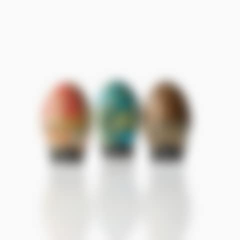 Sculptures in the form of eggs, three pieces; A set of three Hans Hedberg faience egg sculptures (preview)