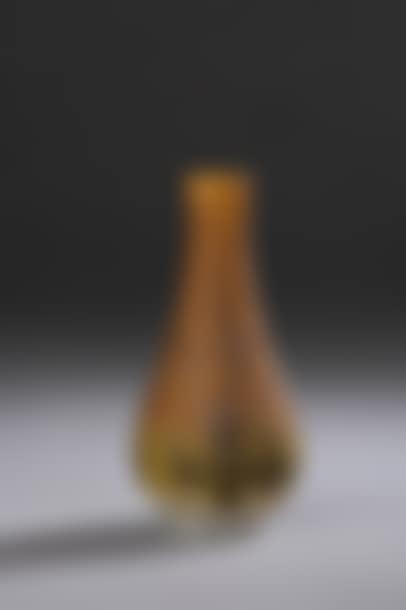 Miniature pear-shaped vase with narrow neck and decoration of snowy landscapes in orange and enameled glass (preview)
