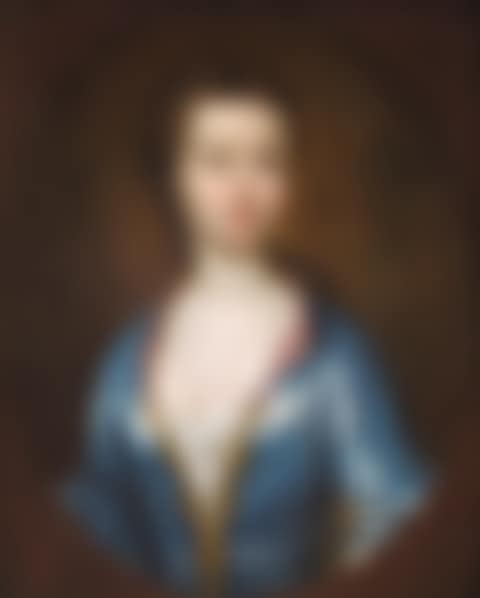 Portrait of a lady, half length, wearing a blue dress (preview)
