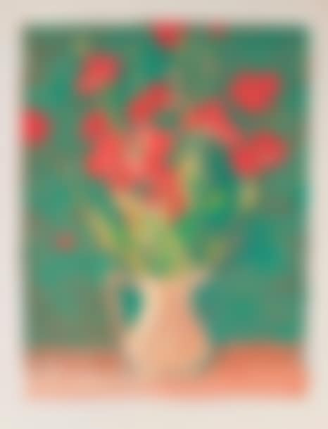Bouquet of poppies on a green background (preview)