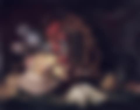 Still life with bouquet of flowers, fan and dressing table (preview)