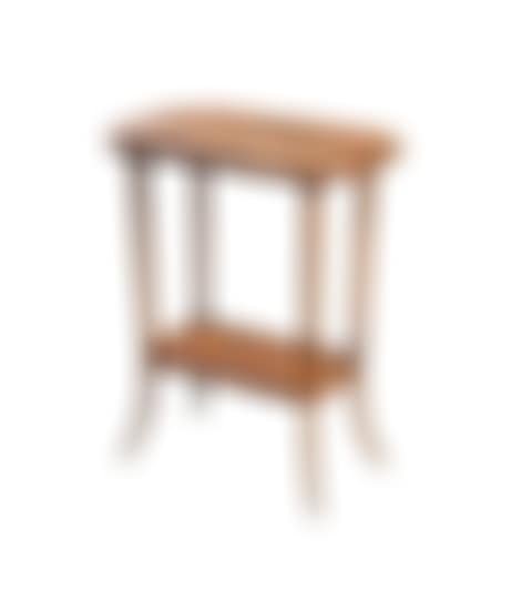 Walnut tea table with two rectangular tops with concave angles for the upper top and convex corners for the lower top (preview)