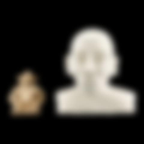 A terracotta of a monkey together with a ceramic bust portrait (preview)