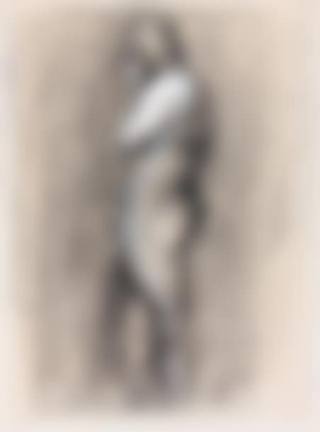 Nude model in profile with draping (preview)