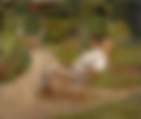 Woman in a rocking chair in a garden (preview)