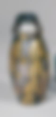 LARGE ovoid VASE with constricted and bulging neck in silver metal (preview)