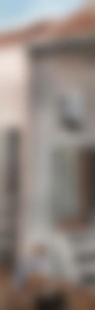 Little girl with a dog at the foot of a house (preview)