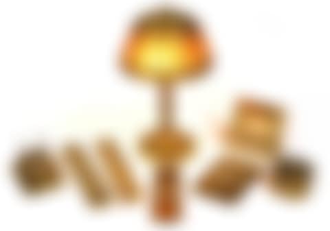 Abalone desk set including a linen lamp (preview)