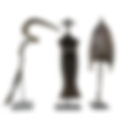 African weapons: a Kuba sword with a metal boss scabbard, a Congonese throwing knife and a spear point (preview)