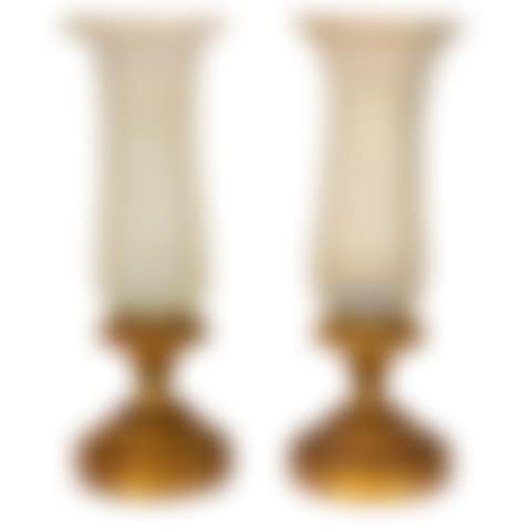 A large pair of Italian Murano opalescent glass and giltwood candlestick lamps (preview)