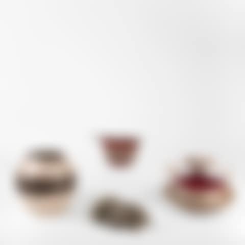 Group of Four: Three Glass Bowls + Carved Stone Oxen (preview)