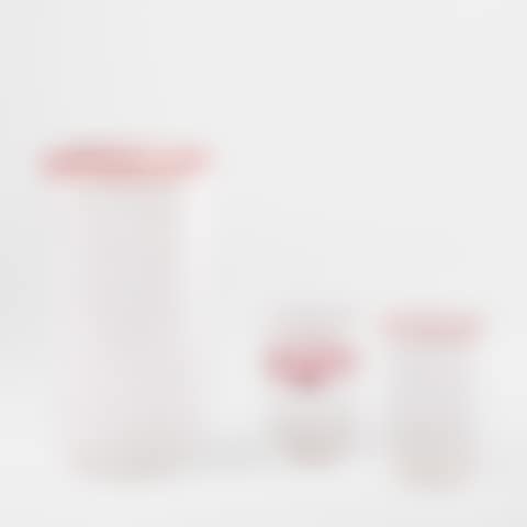 Group of Three Glasses; Cylindrical Vase with Milk Glass Filigree and Oxblood Lip Wrap (preview)