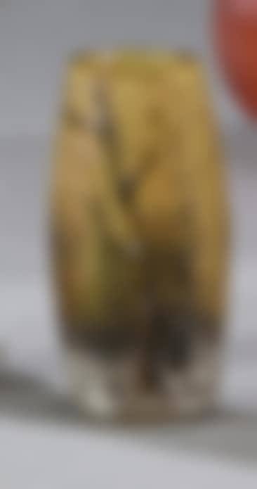 A yellow-orange marmorated glass miniature vase with obusal body (preview)