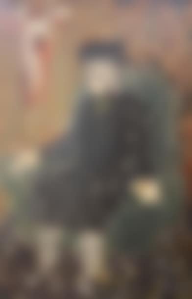 Woman in black sitting on a green armchair (preview)