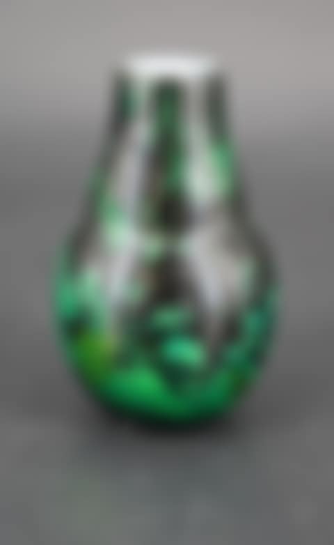 BALUSTER VASE Green and black blown glass and gold leaf (preview)