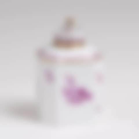 Tea caddy with purple flowers (preview)