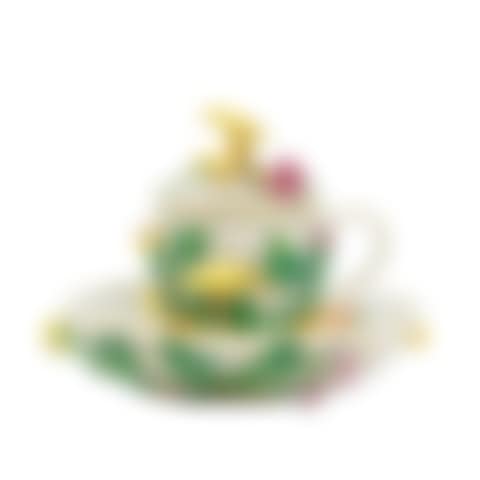 Lidded cup with snowball flowers (preview)