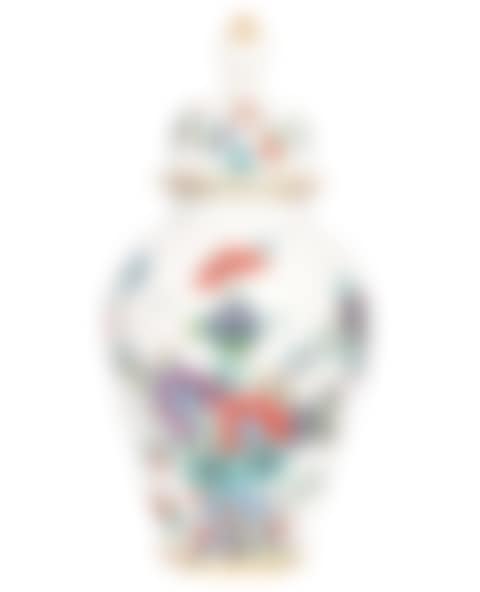 Large lidded vase with "Indian flower and butterfly painting" (preview)