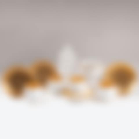 Partial service with prunus blossom relief and gold background (preview)