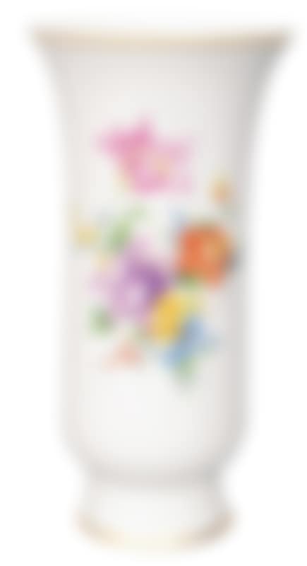 Trumpet vase with floral painting and gold rim (preview)