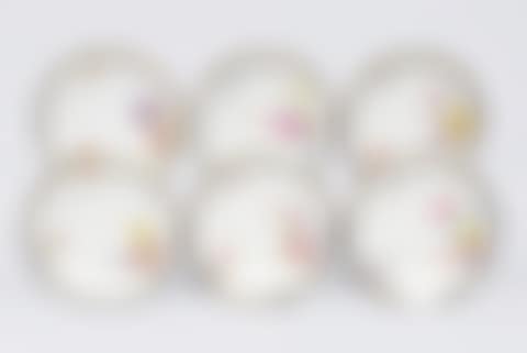 Set of 6 plates "Flower bouquet with cobalt blue border and gold edge" (preview)